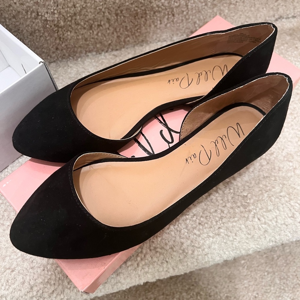 Wild Pair Womens Mabel Faux Suede D'Orsay Ballet Flats Black